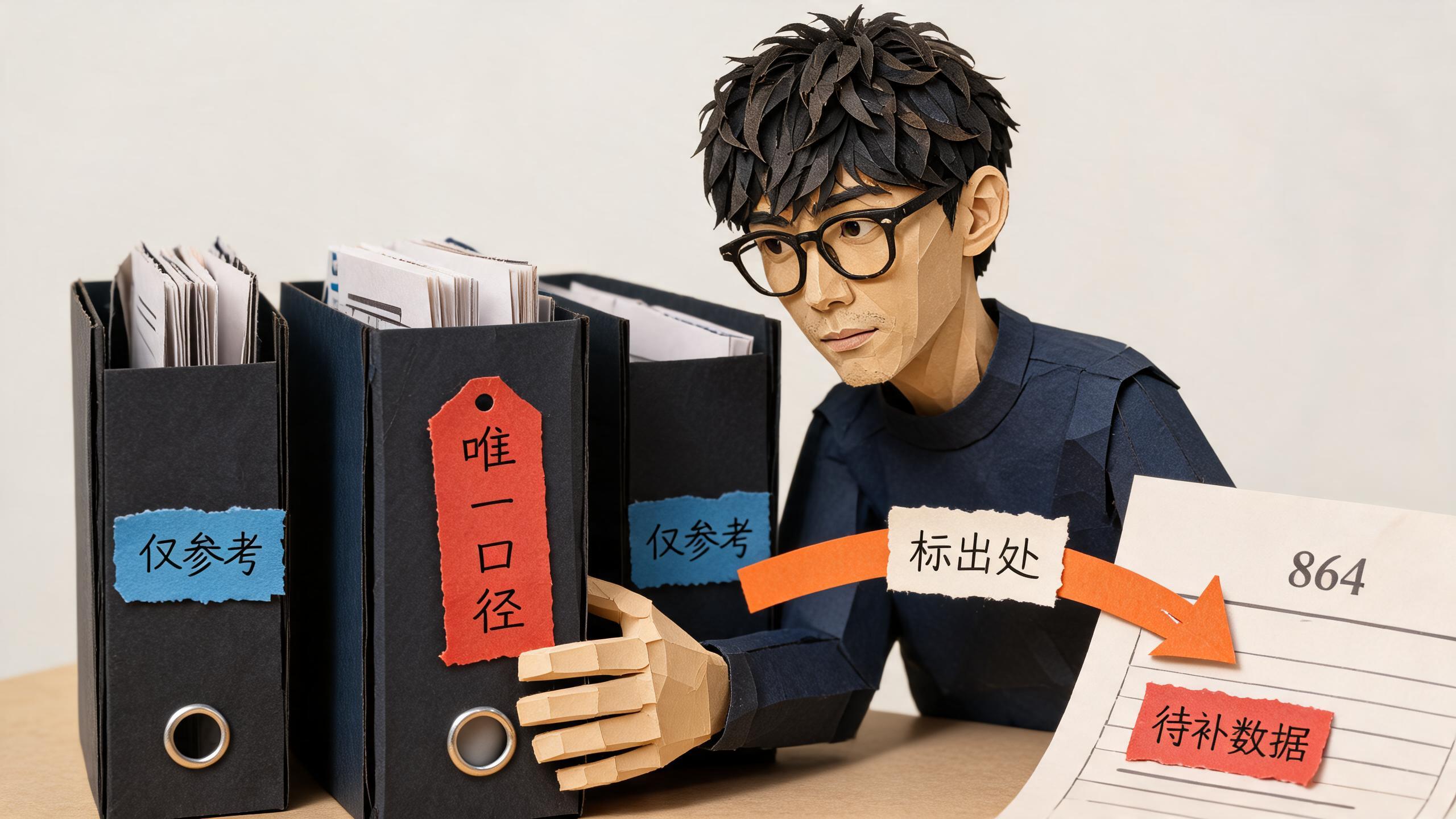 三份材料只给中间那份贴「唯一口径」,另两份只作参考