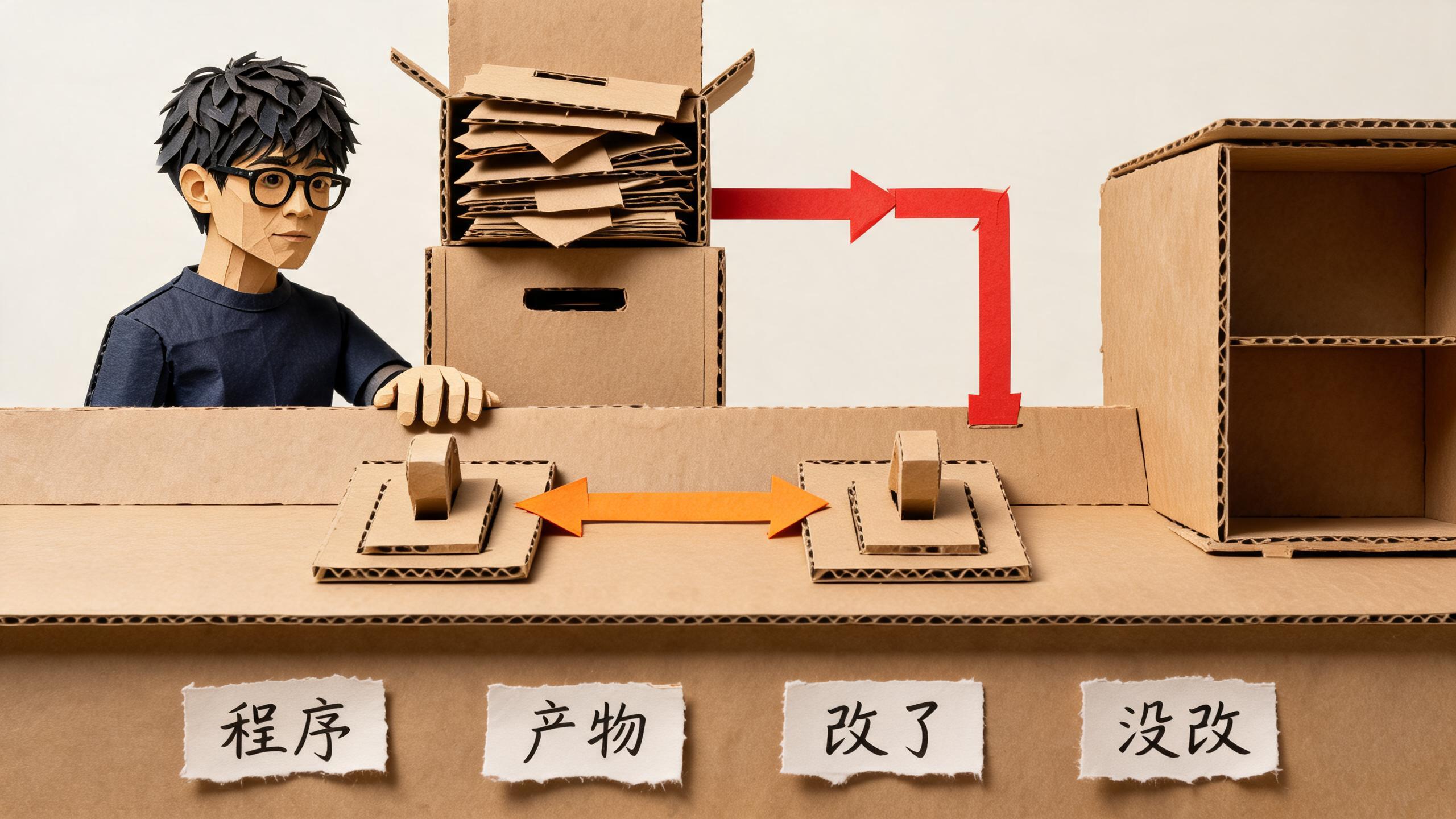 两个扳手是分开的两处,手只按在了左边那个;右边那个还立着没动,而那口柜子已经塞得往外翻